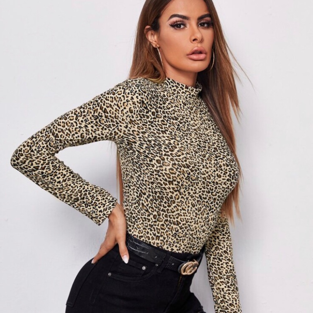Top shop sheer Cheetah top